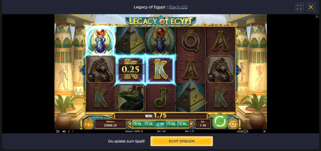 Legacy of Egypt at Rolling Slots Casino